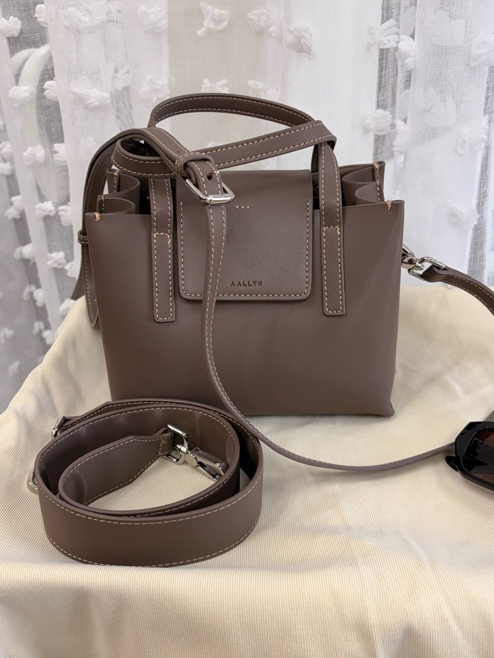 Aallyn Taupe Small Leather Tote